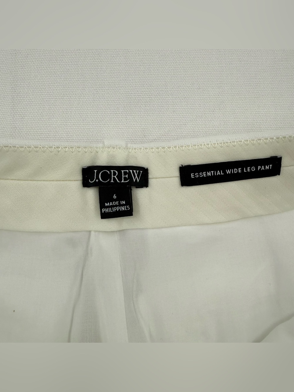 J. Crew Essential Wide Leg Linen Pants White Size 6 High Rise Summer Resort - Picture 12 of 16